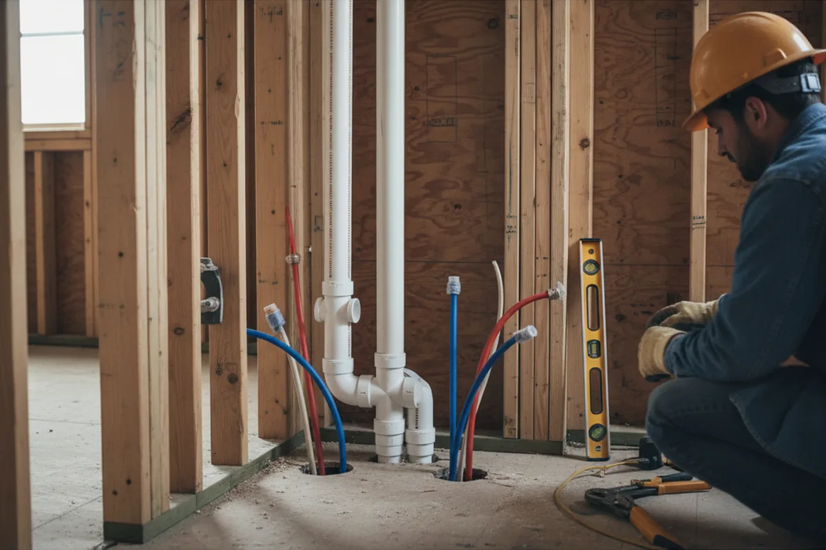 Drain and supply rough-in during Drain Cleaning in Barnhart